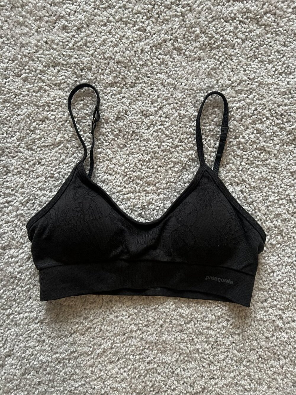 Patagonia Lightweight Padded Sports Bra, XS, Black Patterned